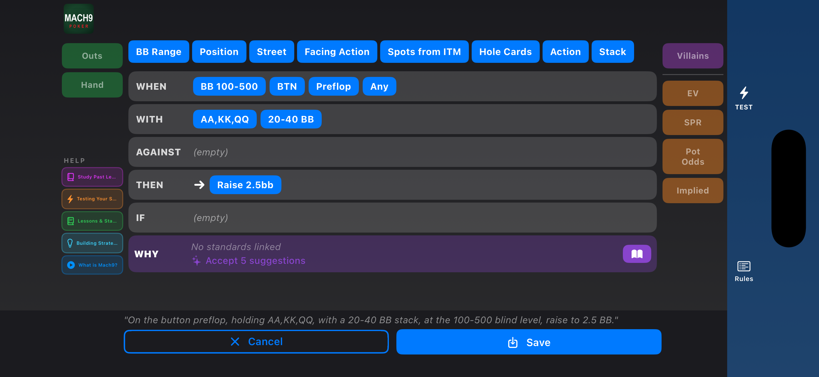 Mach9 Poker rule editor